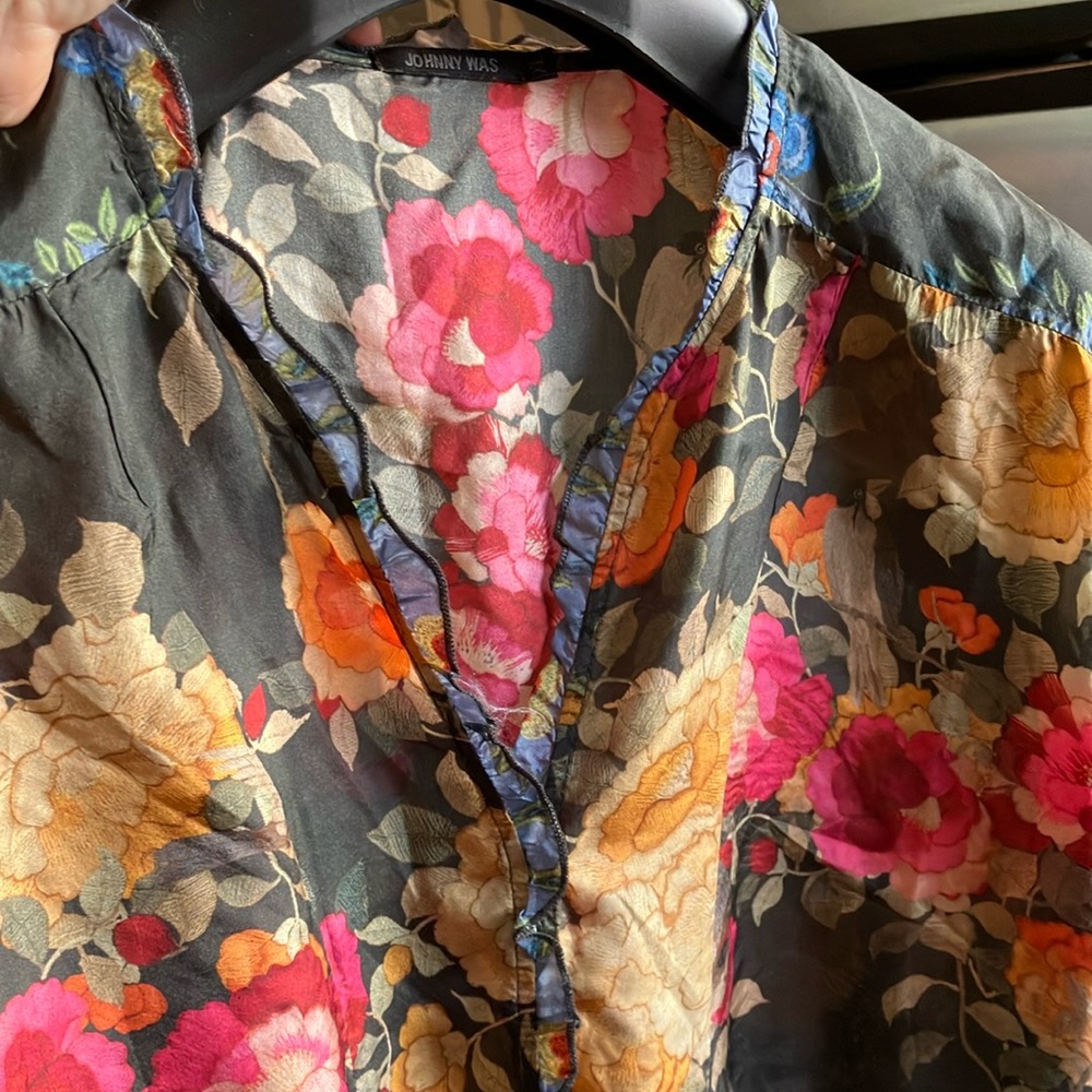 Johnny Was Floral Top with Pink and Yellow Accents - Picture 3 of 9